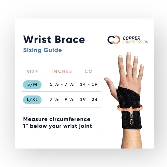 new Copper Compression ✪ Right Hand Wrist Brace ✪ Black ✪ Small Med ✪ Heal Pain - Picture 5 of 16